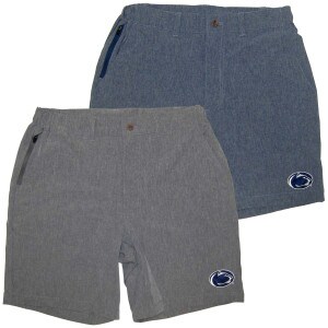 men's navy and heather gray traveler shorts with Penn State Athletic Logos